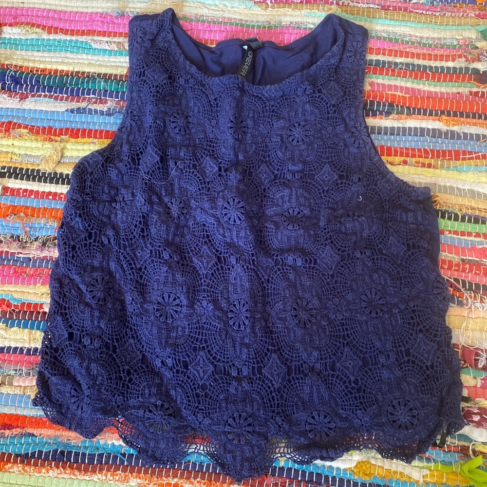 crochet navy blue top